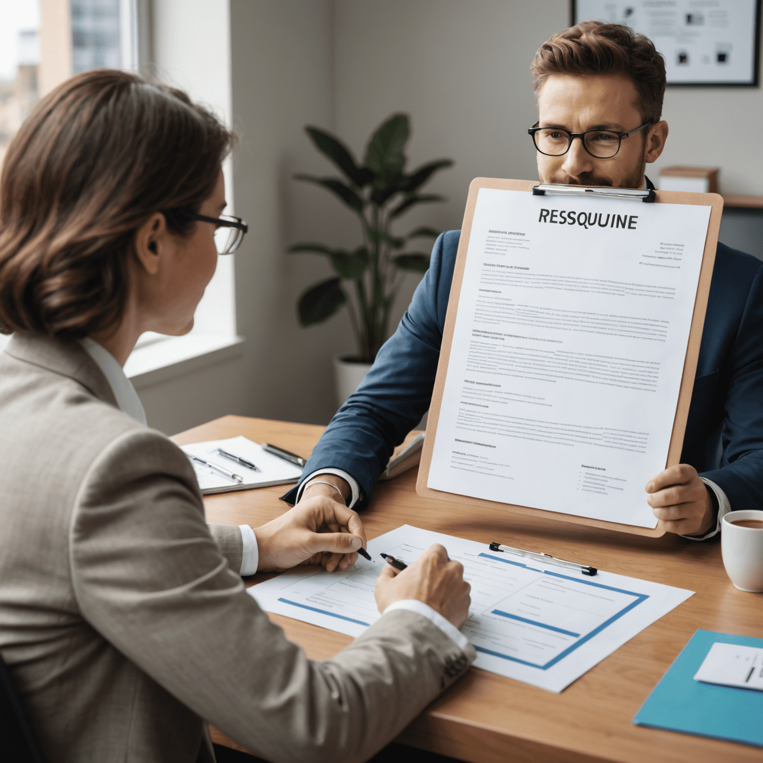 An employer reviewing resumes and conducting interviews with potential candidates, illustrating the process of navigating the hiring process effectively.