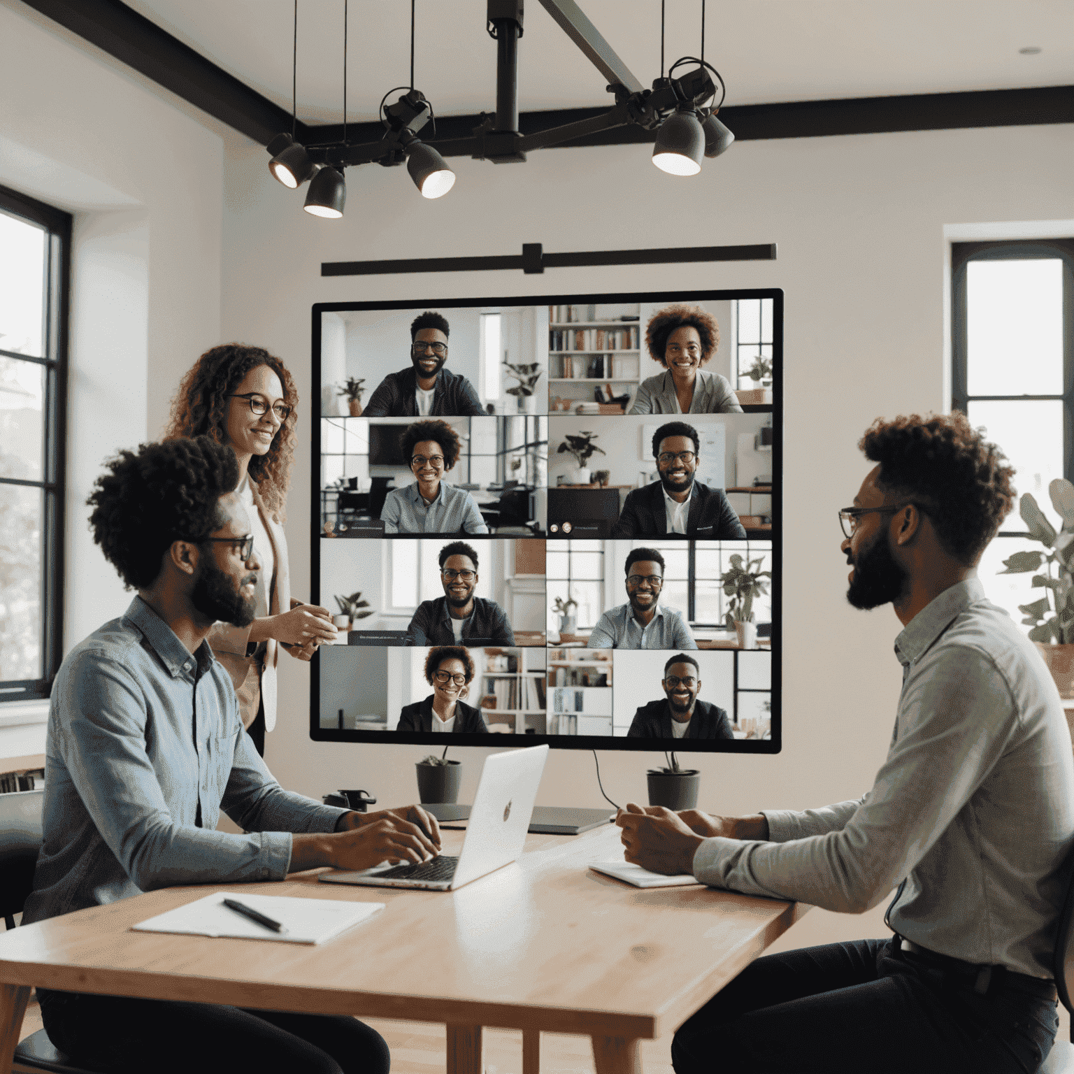 A remote team collaborating via video conference, representing the future of work and the growing trend of embracing remote teams.